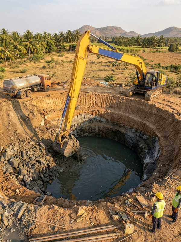 Jothi Earth Movers heavy excavator machine on site in Salem